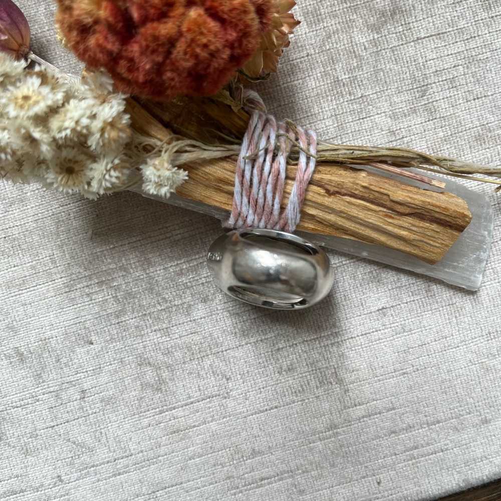 PIANEGONDA Sterling Silver Black Cabochon Rutilated Quartz Cocktail Ring Size 7 - Picture 9 of 9